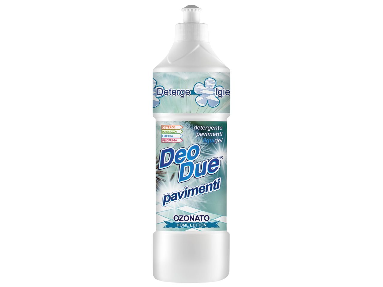 Detergente per pavimenti deo due liquigel ozonato capacita' 750ml misura 7,5x24,5x7,5cm