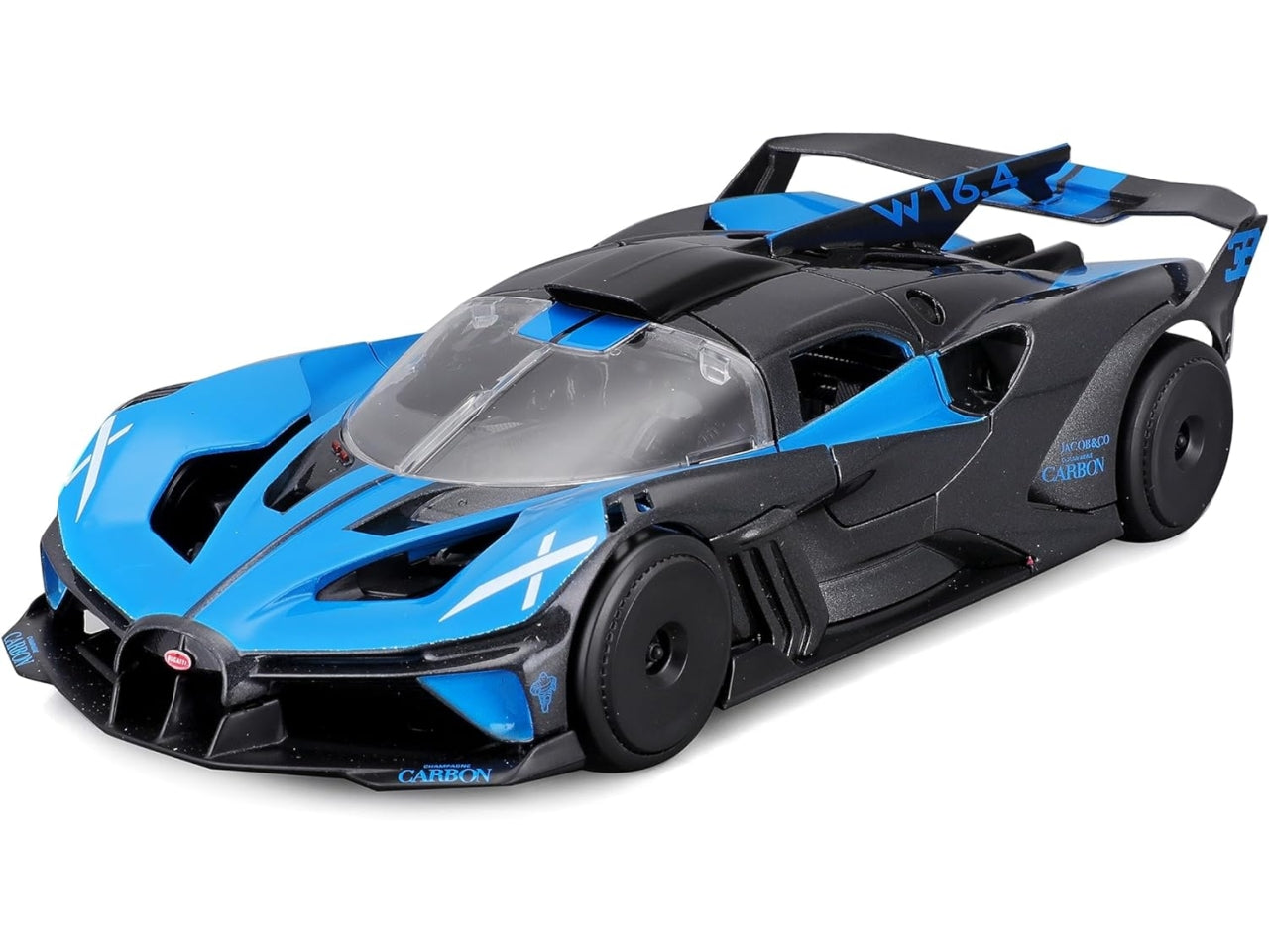 Modellino Auto Bugatti Bolide - Scala 1:24: Die-cast Nero e Blu, Licenza Ufficiale Bugatti, Dettagli Realistici, Dimensioni 10,5x11,4x22,9 cm, Età 3+ | Maisto