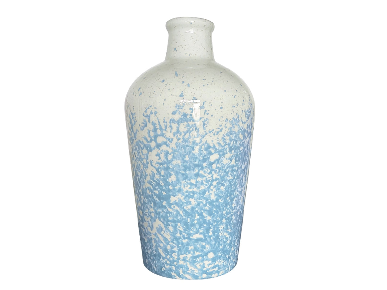 Bottiglia Decorativa in Ceramica Bianca e Celeste - Poishome, Disegnato in Puglia - 7,5x16,5cm