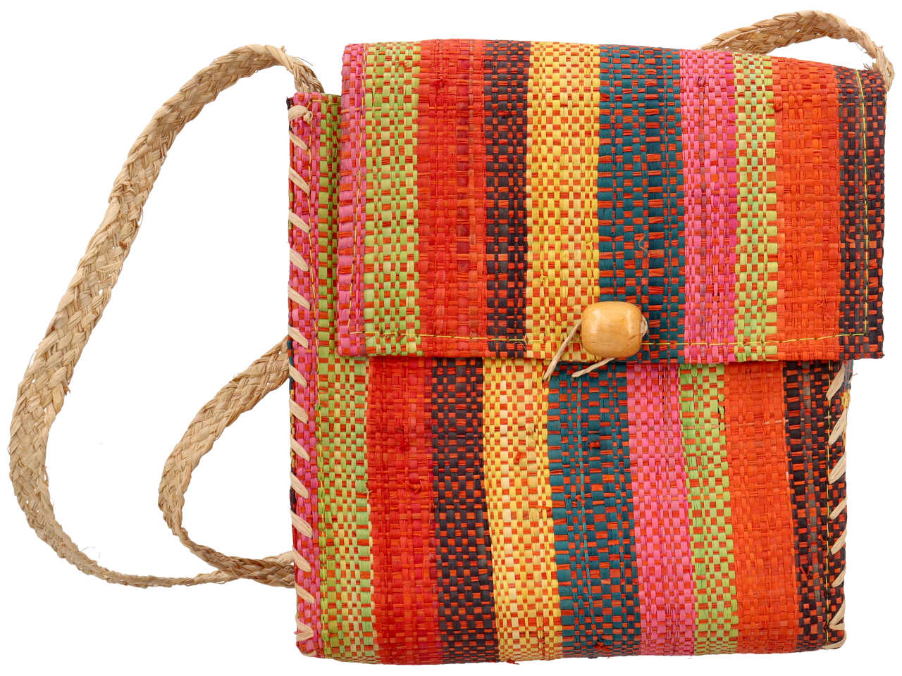 Borsa in rafia a spalla quandrata