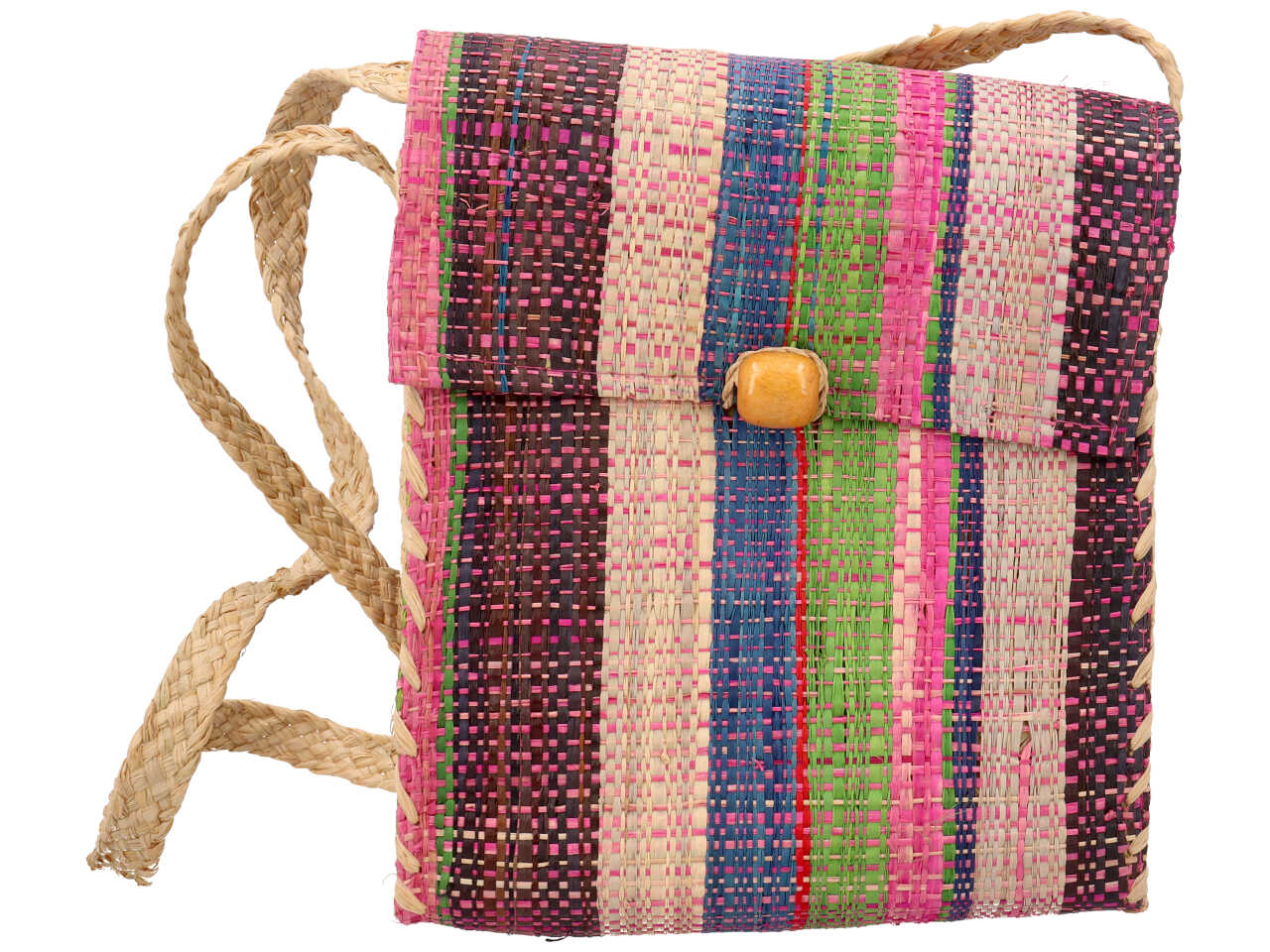 Borsa in rafia a spalla quandrata