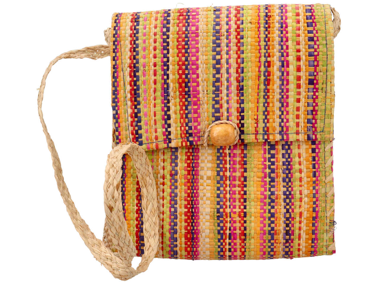 Borsa in rafia a spalla quandrata