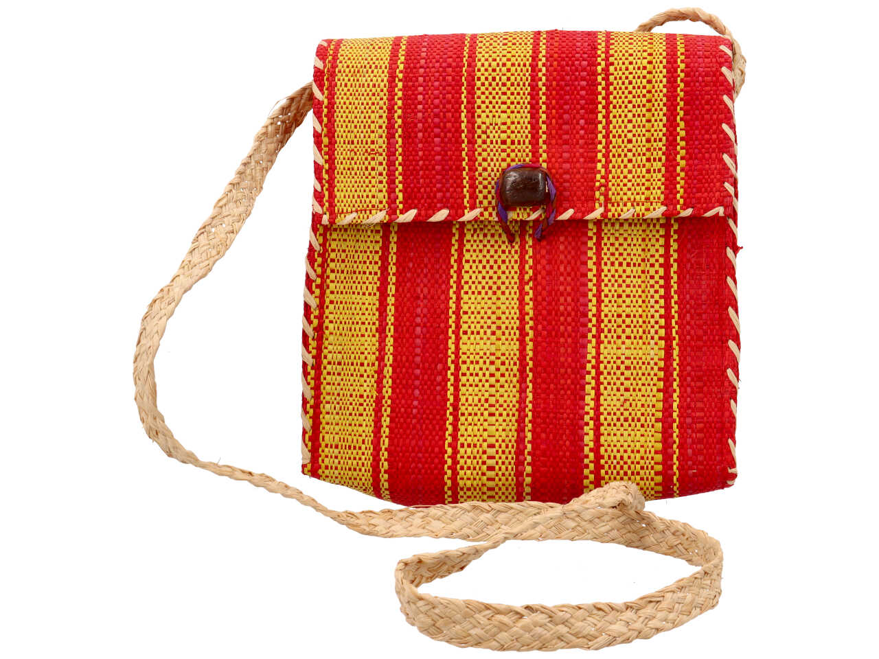 Borsa in rafia a spalla quandrata