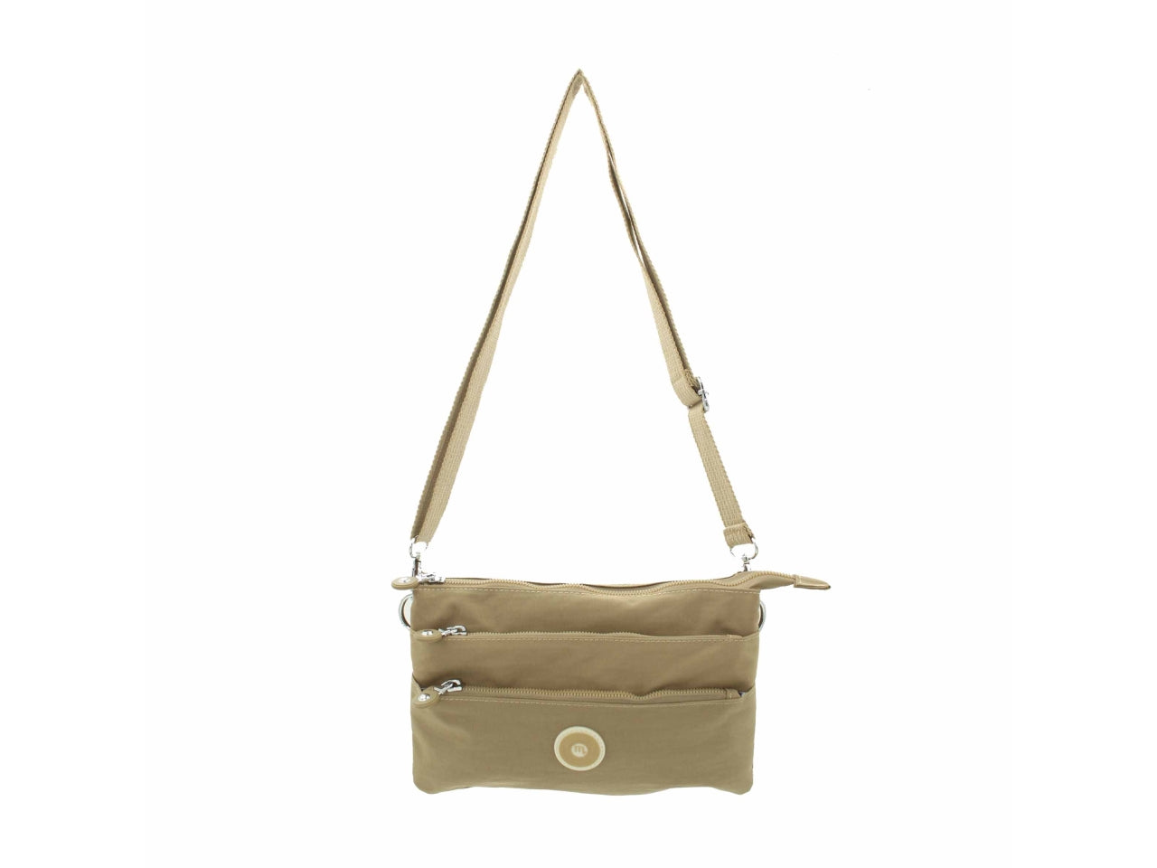 Borsa in nylon con 2 soffietti misura 26x19x6cm colore taupe