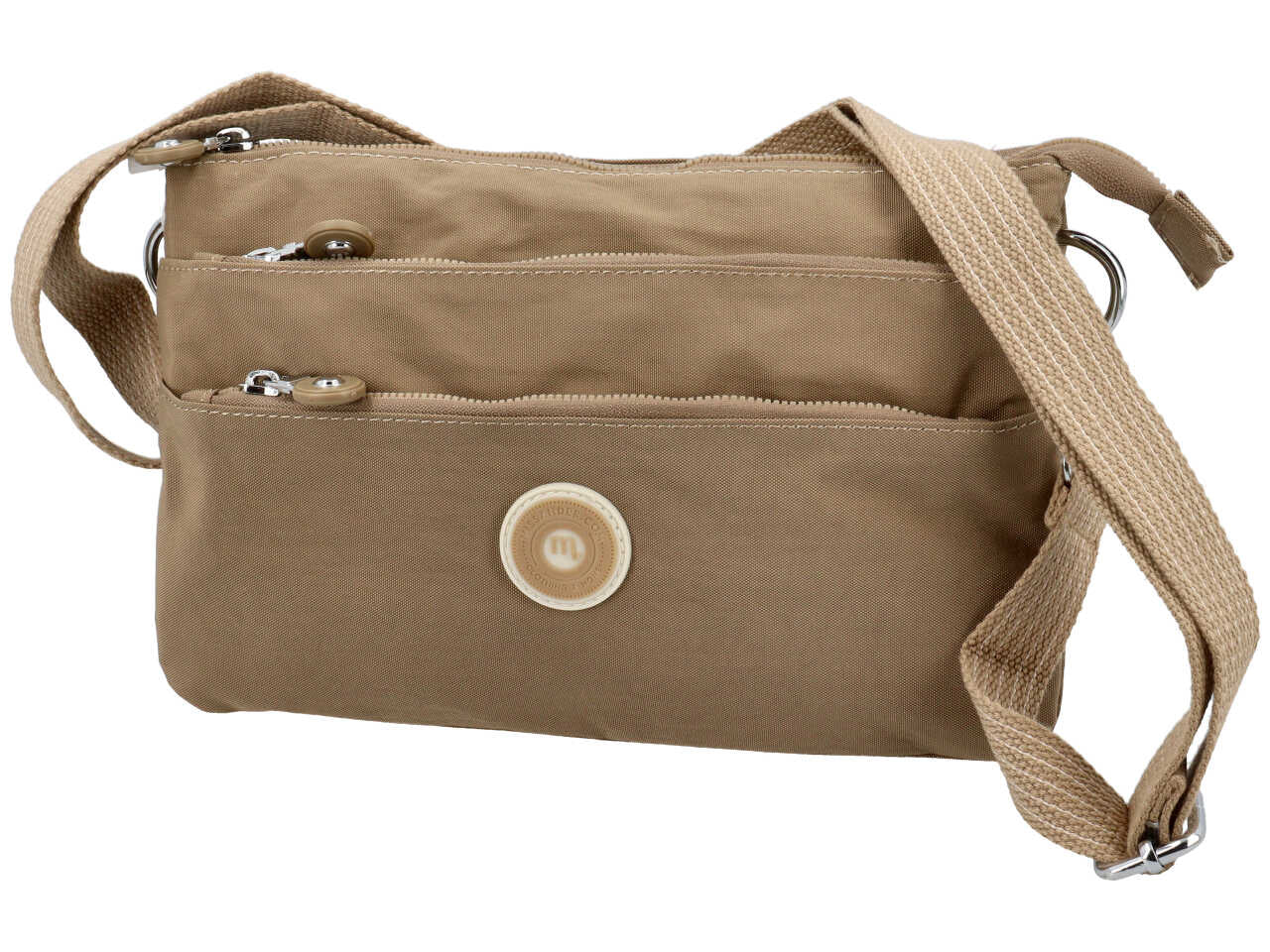 Borsa in nylon con 2 soffietti misura 26x19x6cm colore taupe