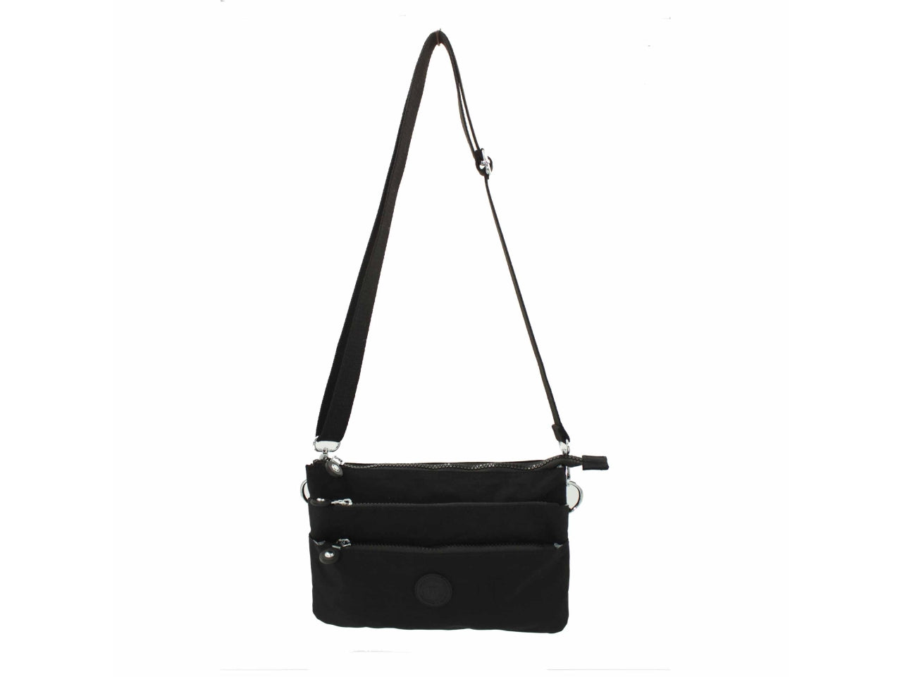 Borsa in nylon con 2 soffietti misura 26x19x6cm colore nero