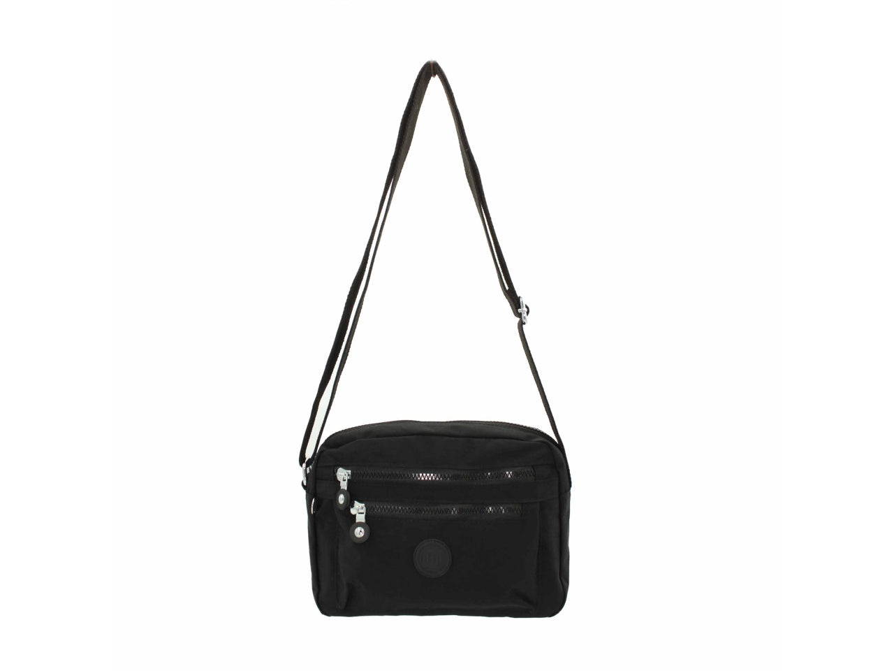 Borsa in nylon rettangolare a tracolla misura 26x20x10cm colore nero