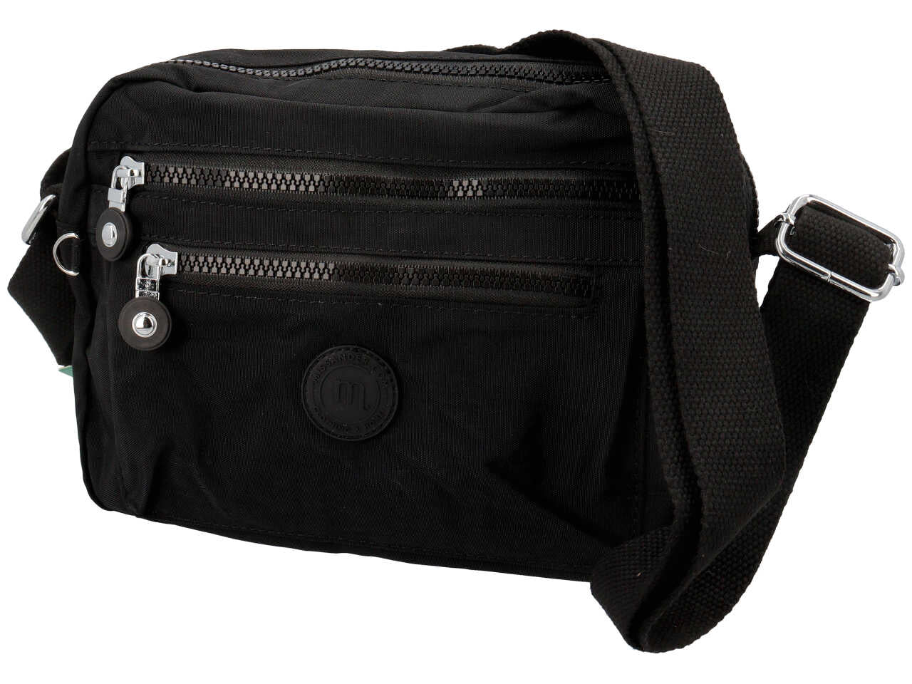 Borsa in nylon rettangolare a tracolla misura 26x20x10cm colore nero