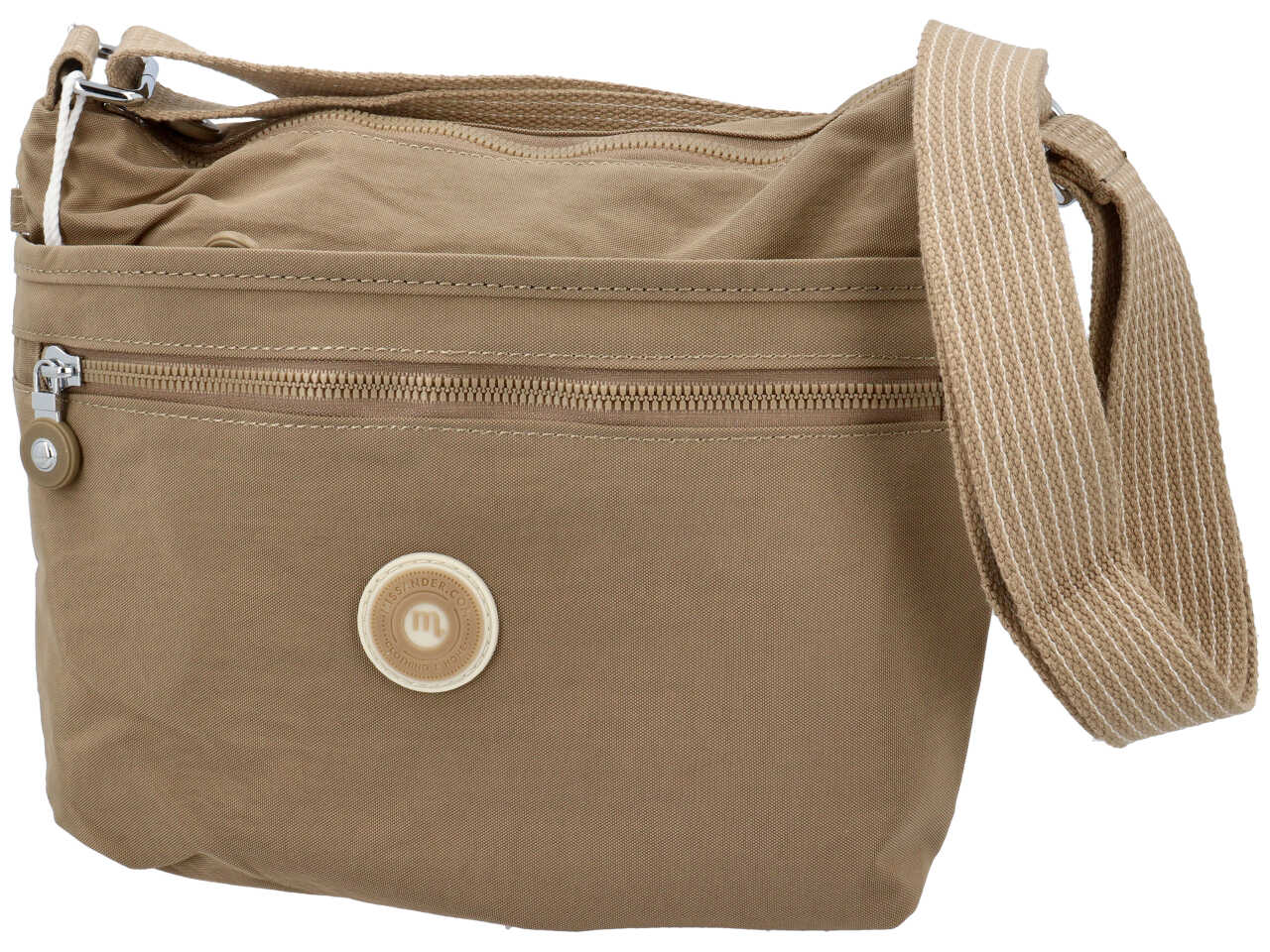 Borsa a tracolla in nylon misura 30x25x8cm colore taupe