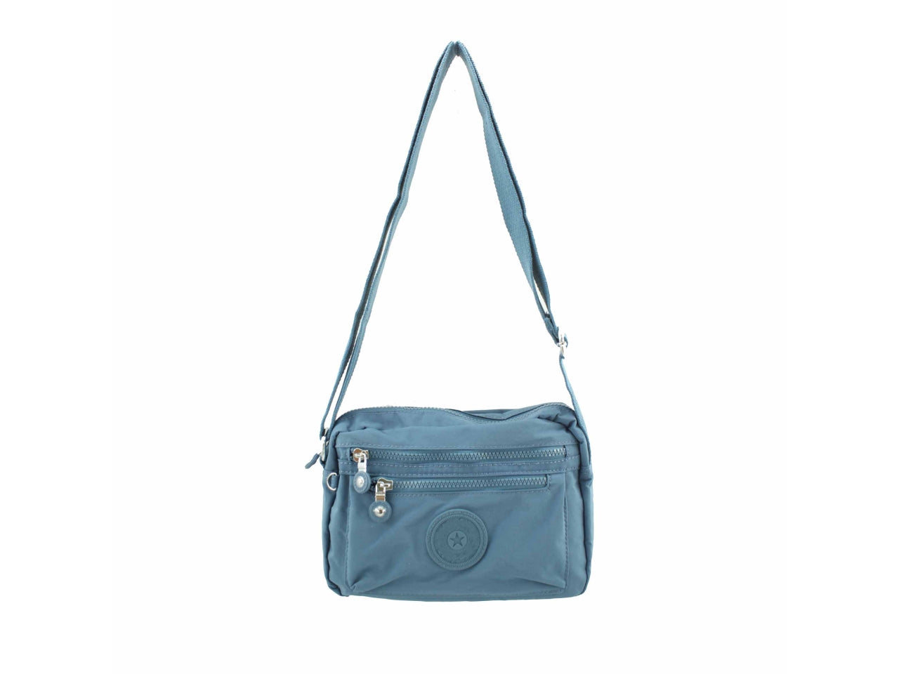 Borsa in nylon rettangolare a tracolla misura 26x20x10cm denim