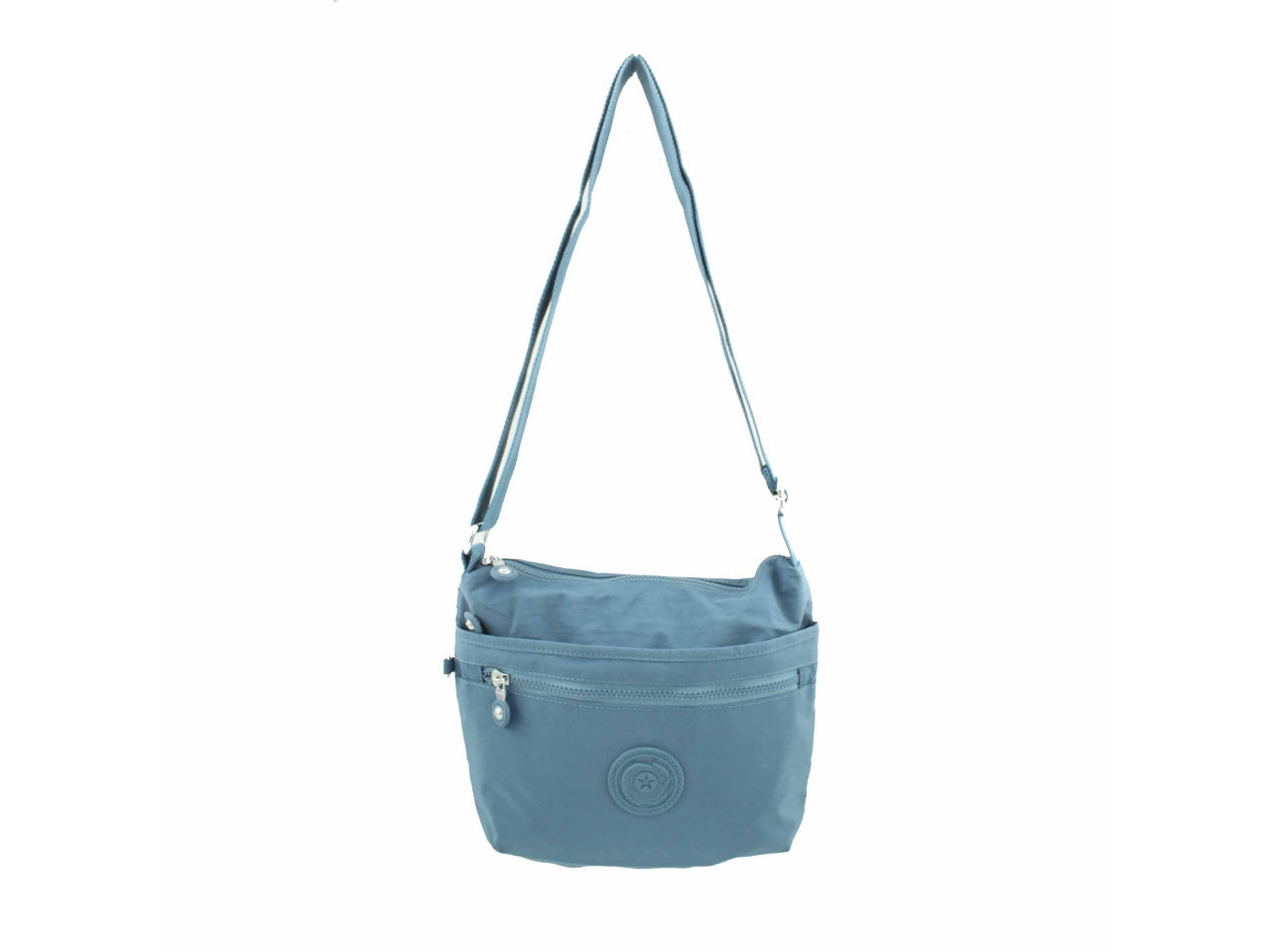 Borsa a tracolla in nylon misura 30x25x8cm denim