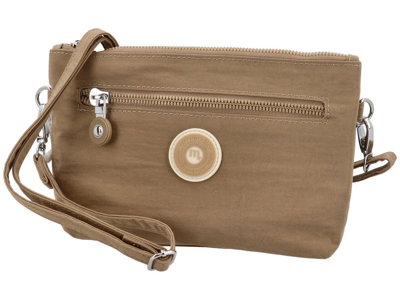 Borsa a mano in nylon misura 22x14x4cm colore taupe