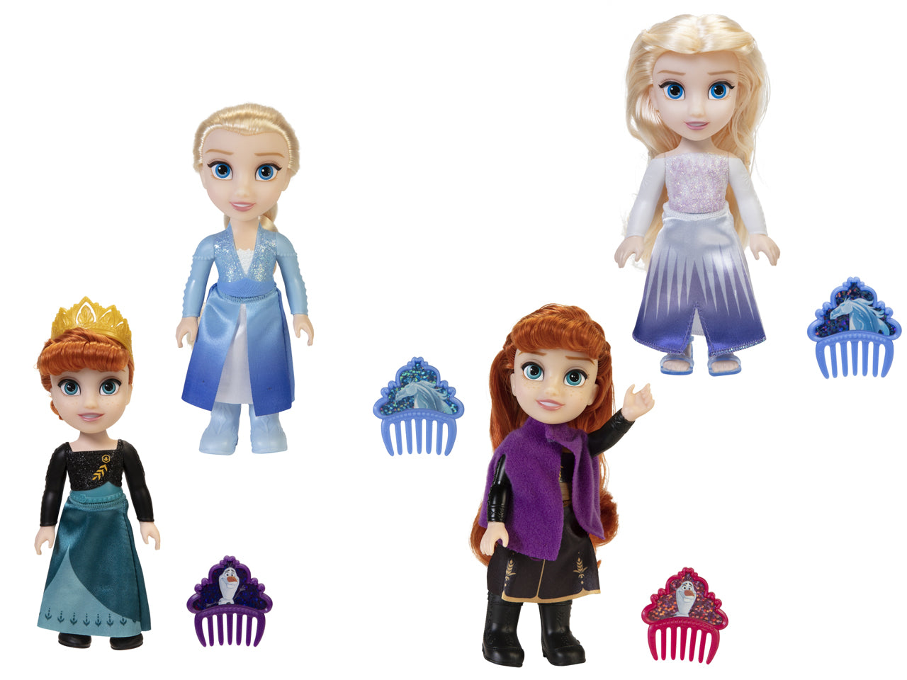 Bambola Frozen Petite 15 cm assortite, Include Personaggi di Elsa e Anna con Pettine di Olaf per Acconciare i Classici Capelli Rossi di Anna, Accessori Inclusi | Jakks Pacific