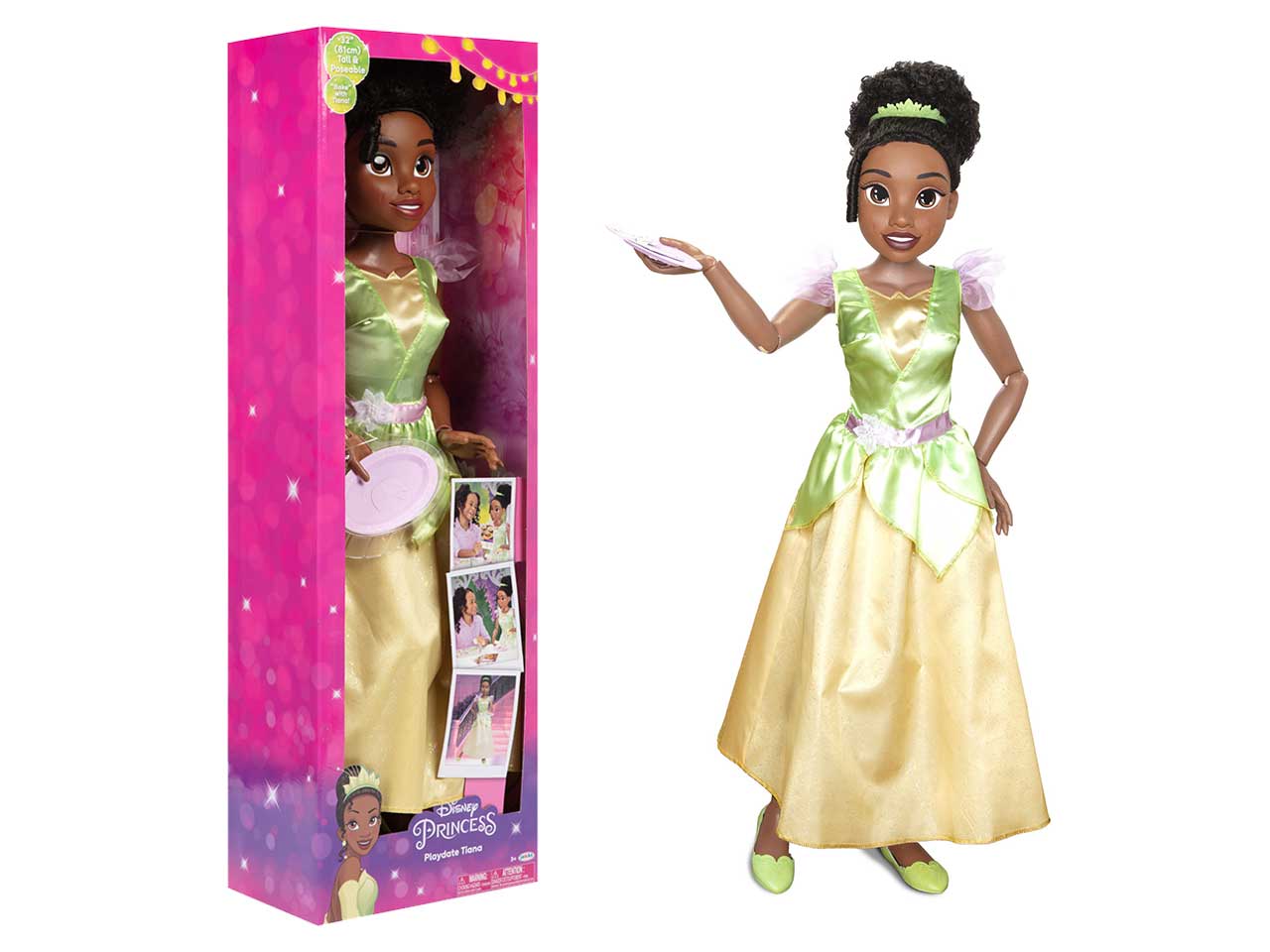 Disney princess bambola playdate 80cm tiana articolata con accessori