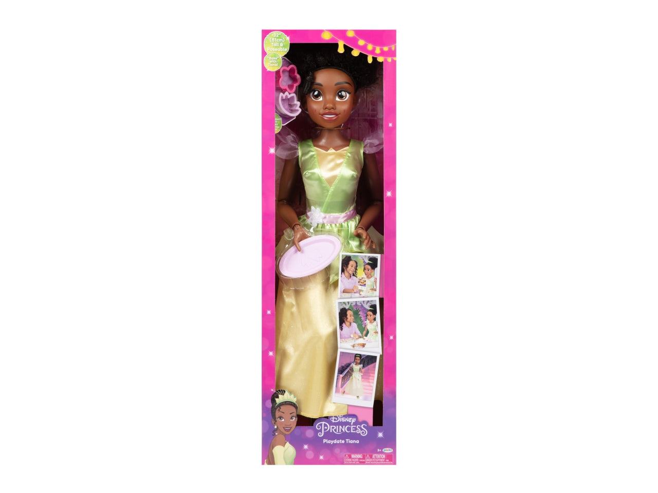 Disney princess bambola playdate 80cm tiana articolata con accessori