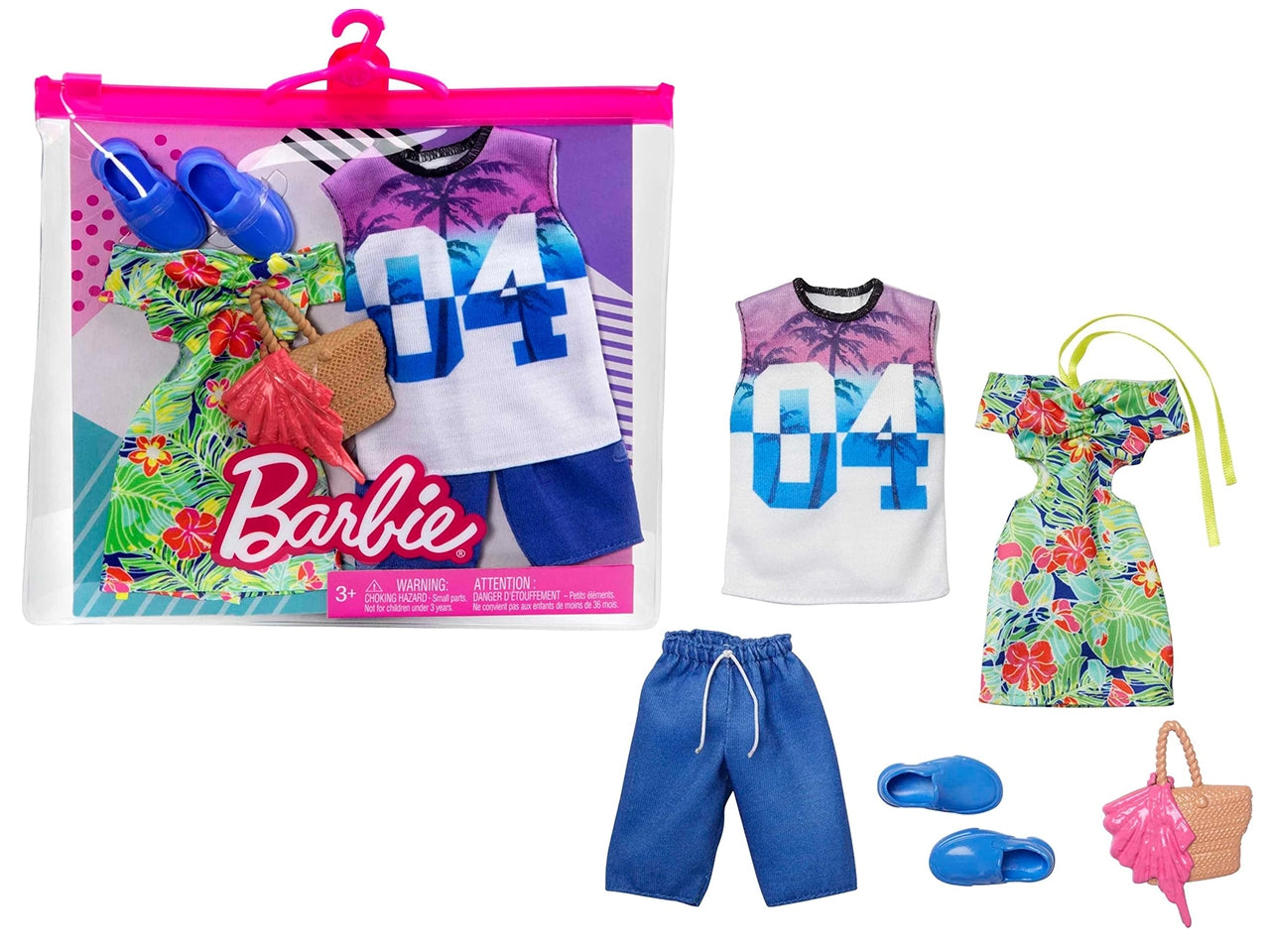 Barbie Ken Fashions 2-Pack Tropical Dress & Tote camicia pantaloncini | Mattel