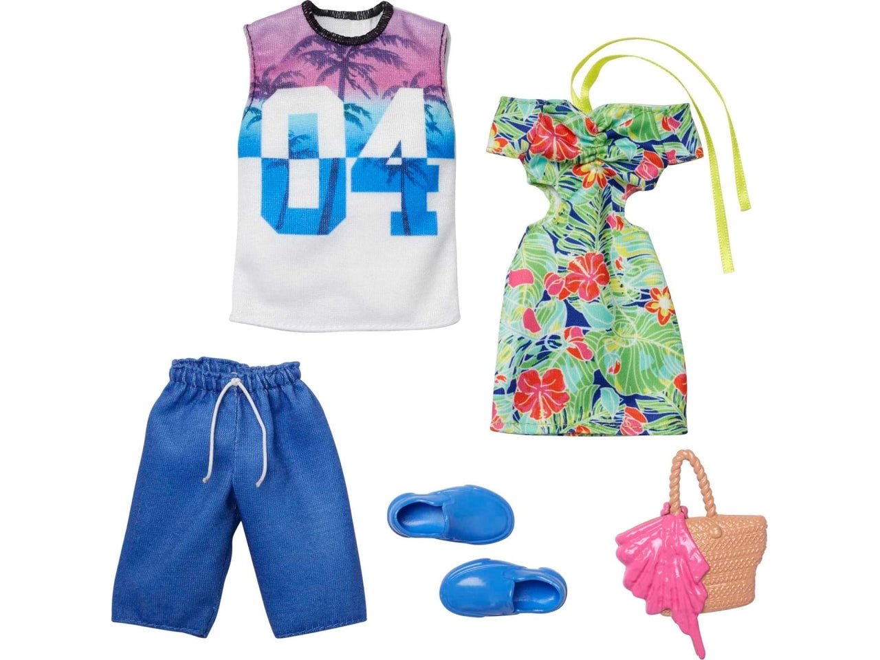 Barbie Ken Fashions 2-Pack Tropical Dress & Tote camicia pantaloncini | Mattel