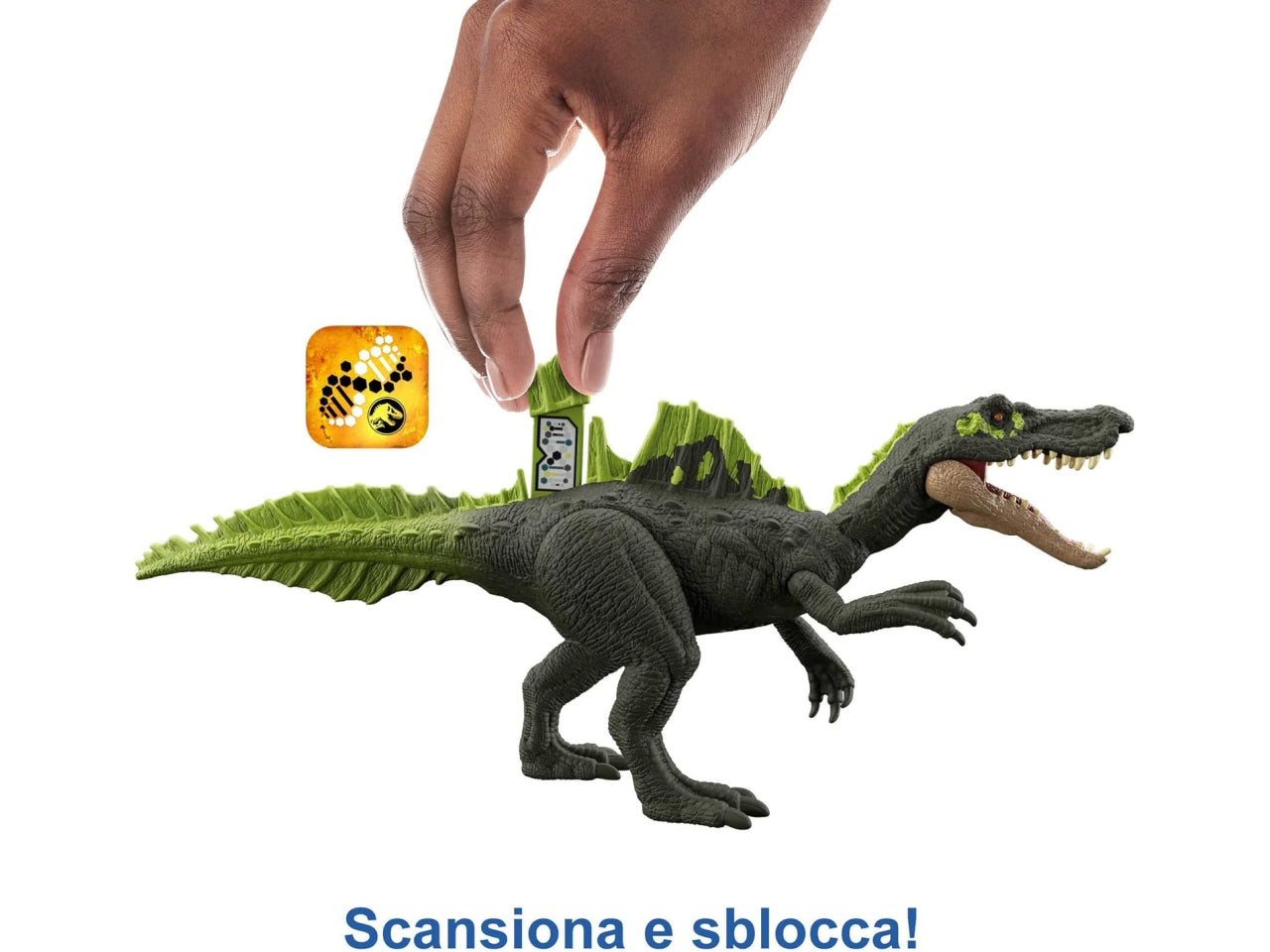 Jurassic World Dominion Assalto Ruggente - Ichthyovenator, dinosauro con ruggito e attacco con morsi, gioco classico e digitale, Giocattolo per Bambini 4+ Anni - Mattel