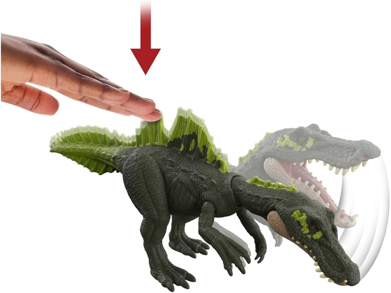 Jurassic World Dominion Assalto Ruggente - Ichthyovenator, dinosauro con ruggito e attacco con morsi, gioco classico e digitale, Giocattolo per Bambini 4+ Anni - Mattel
