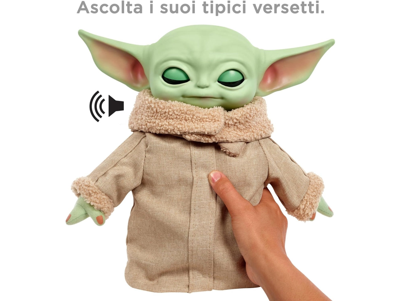 Star Wars Grogu potere della forza, peluche 28 cm, per bambini 3 anni, Mattel