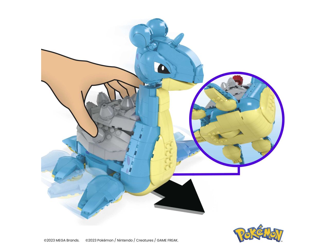 Mattel mega pokemon lapras - personaggio da costruire con 527 mattoncini