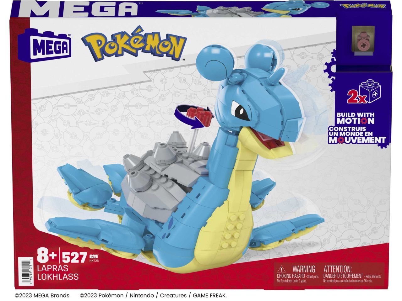 Mattel mega pokemon lapras - personaggio da costruire con 527 mattoncini