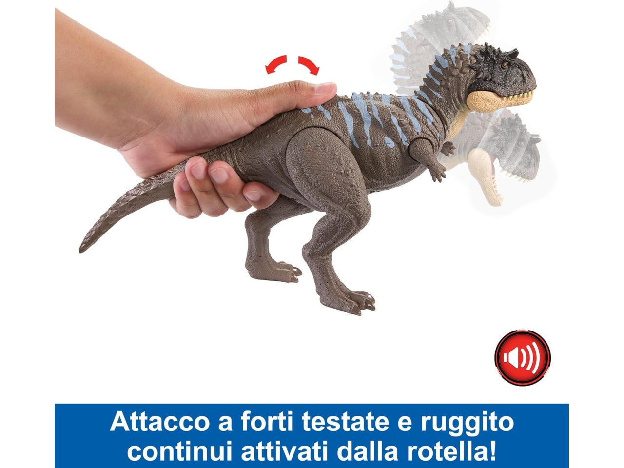 Jurassic World - Ruggito Selvaggio, Diabloceratopo, dinosauro con suoni e mossa d'attacco, dimensioni medie, snodato, con gioco digitale??, Giocattolo per Bambini 4+ Anni - Mattel