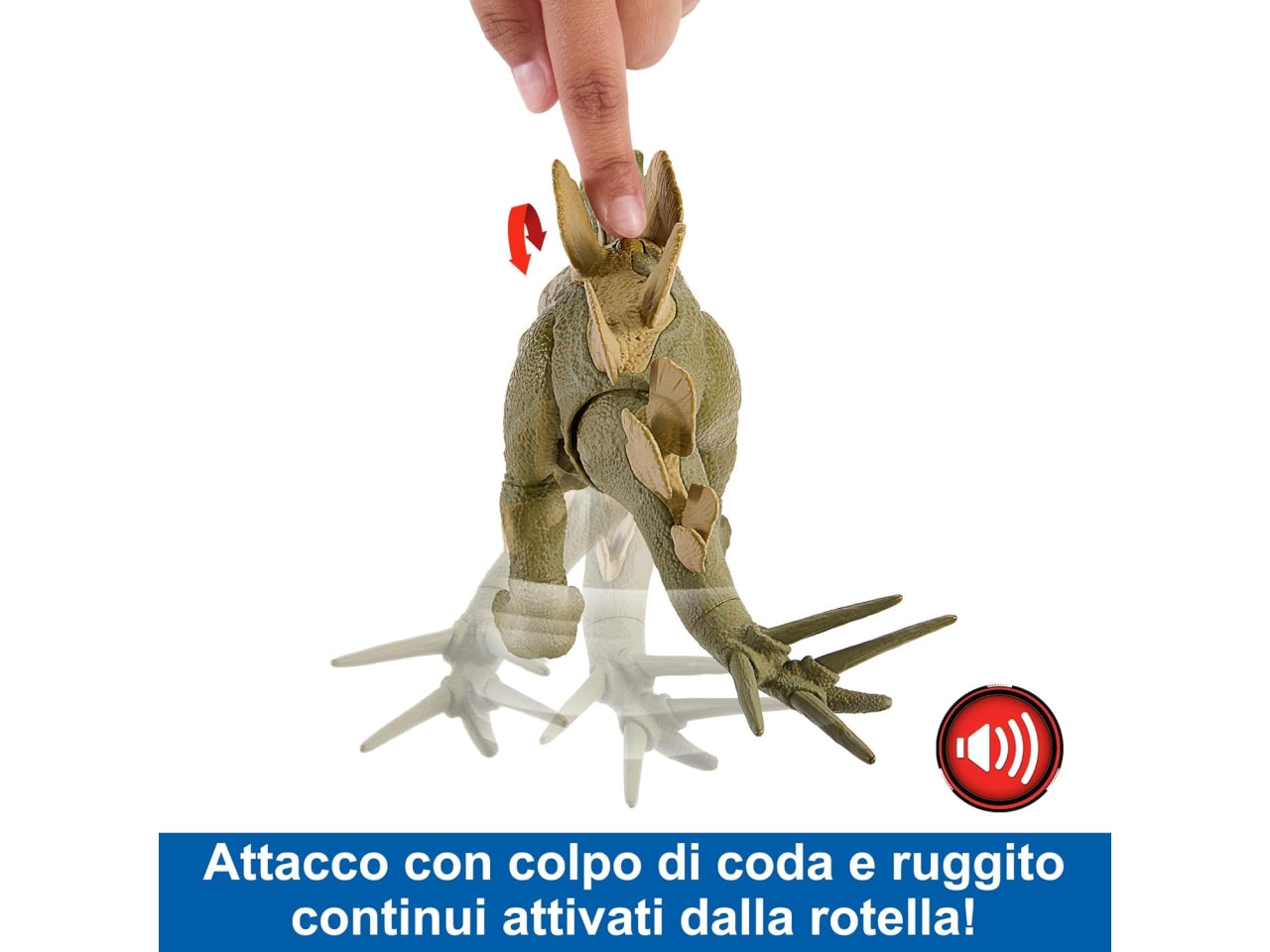 Jurassic World - Ruggito Selvaggio, Diabloceratopo, dinosauro con suoni e mossa d'attacco, dimensioni medie, snodato, con gioco digitale??, Giocattolo per Bambini 4+ Anni - Mattel