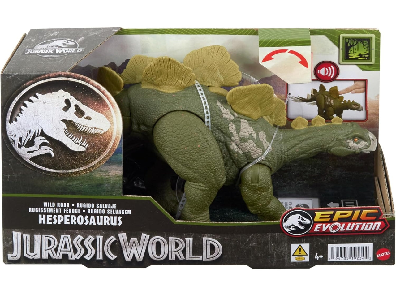 Jurassic World - Ruggito Selvaggio, Diabloceratopo, dinosauro con suoni e mossa d'attacco, dimensioni medie, snodato, con gioco digitale??, Giocattolo per Bambini 4+ Anni - Mattel