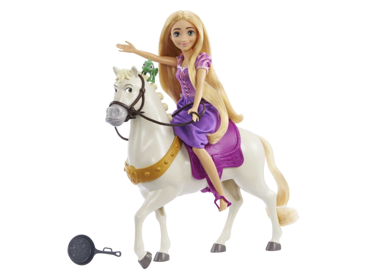 Disney Princess - Rapunzel e Maximus, con Pascal, spazzola e accessori da equitazione, ispirati al film Disney, Giocattolo per Bambini 3+ Anni - Mattel