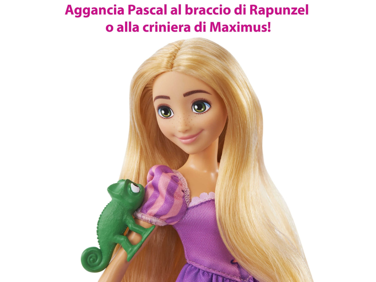 Disney Princess - Rapunzel e Maximus, con Pascal, spazzola e accessori da equitazione, ispirati al film Disney, Giocattolo per Bambini 3+ Anni - Mattel