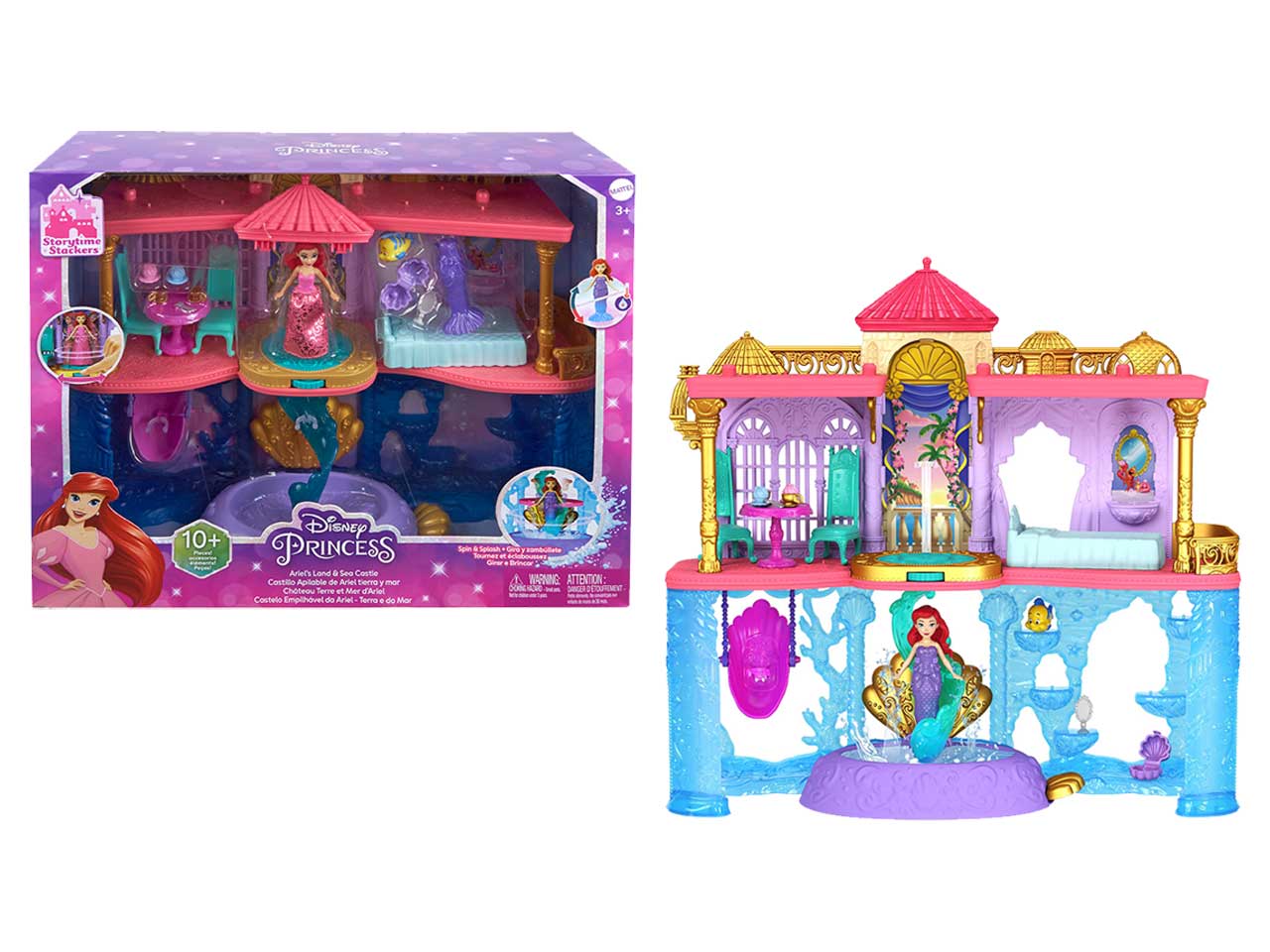 Mattel disney princess set componibili castello dei due mondi di ariel, ambientazioni per fashion dolls