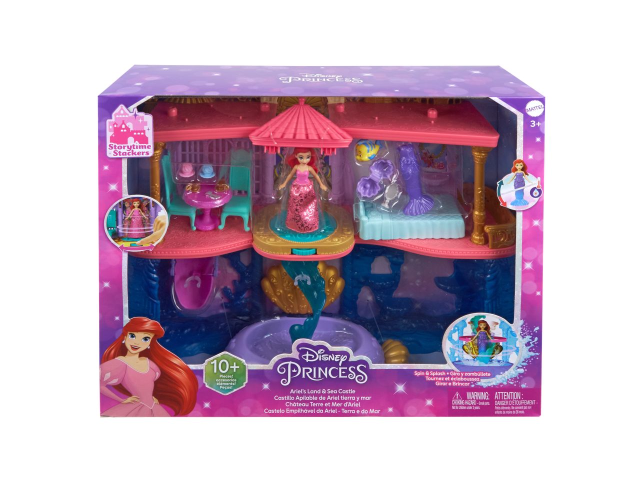 Mattel disney princess set componibili castello dei due mondi di ariel, ambientazioni per fashion dolls