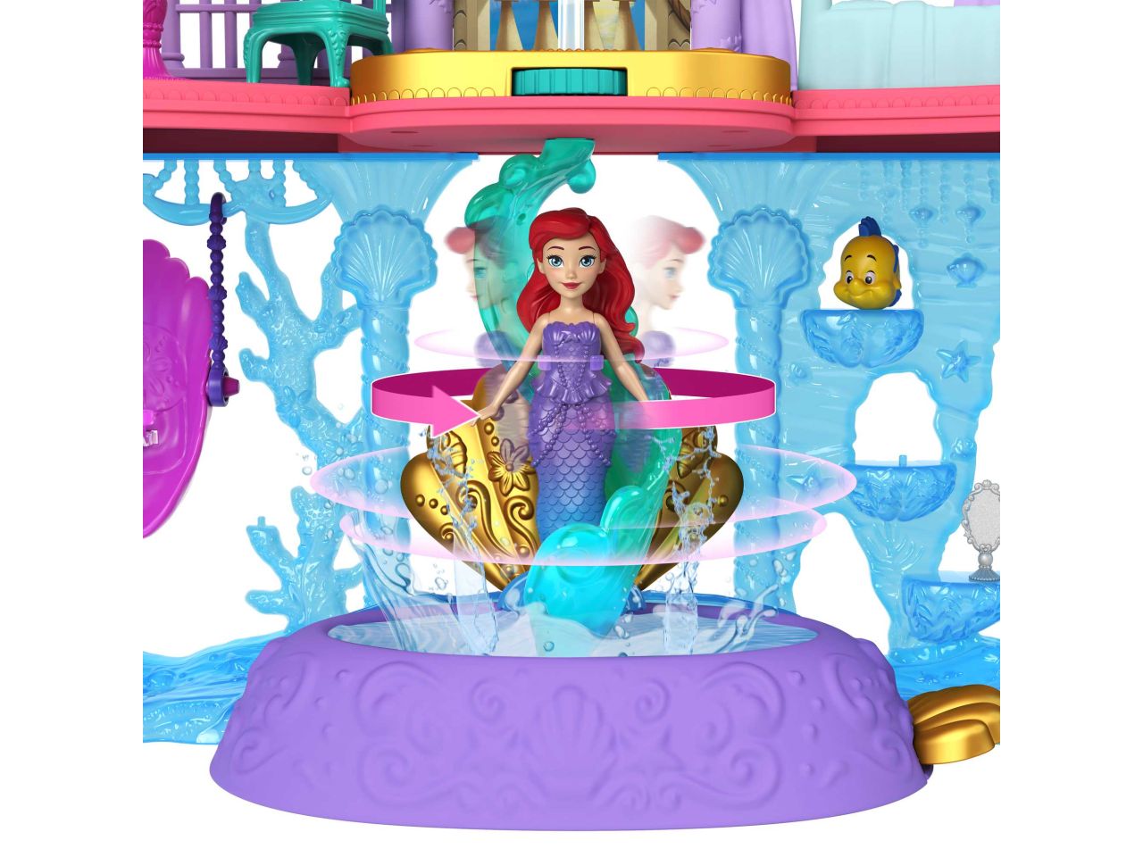 Mattel disney princess set componibili castello dei due mondi di ariel, ambientazioni per fashion dolls