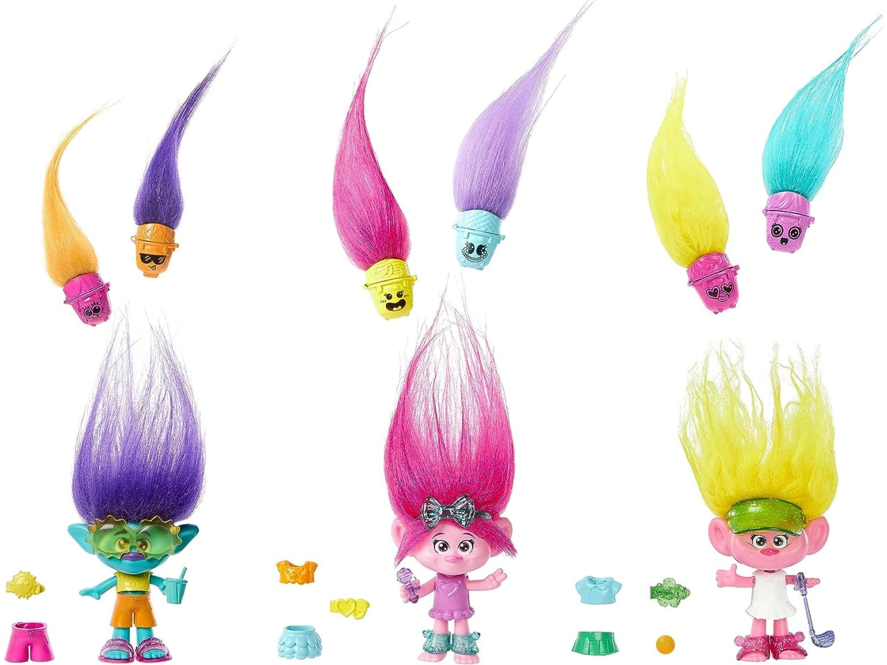 Trolls hair pops surprise con capelli a sorpresa, per bambini dai 3+ anni, Mattel