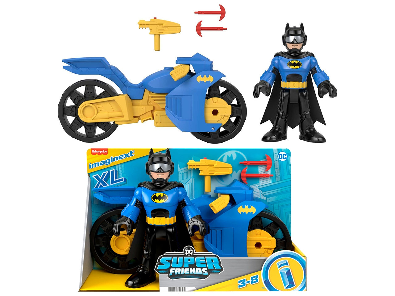 Giocattolo Batman Imaginext DC Super Friends Batmoto XL e Batman | Mattel