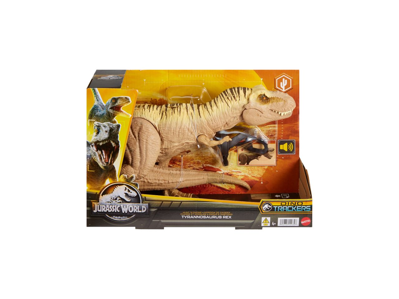 Mattel jurassic world t-rex caccia e divora