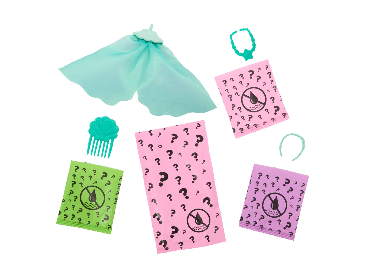 Barbie - Color Reveal Serie Sirena assortimento bambole con corpetto cambia colore 6 accessori a sorpresa da scoprire inclusi giocattolo per bambini 3+ anni HRK12