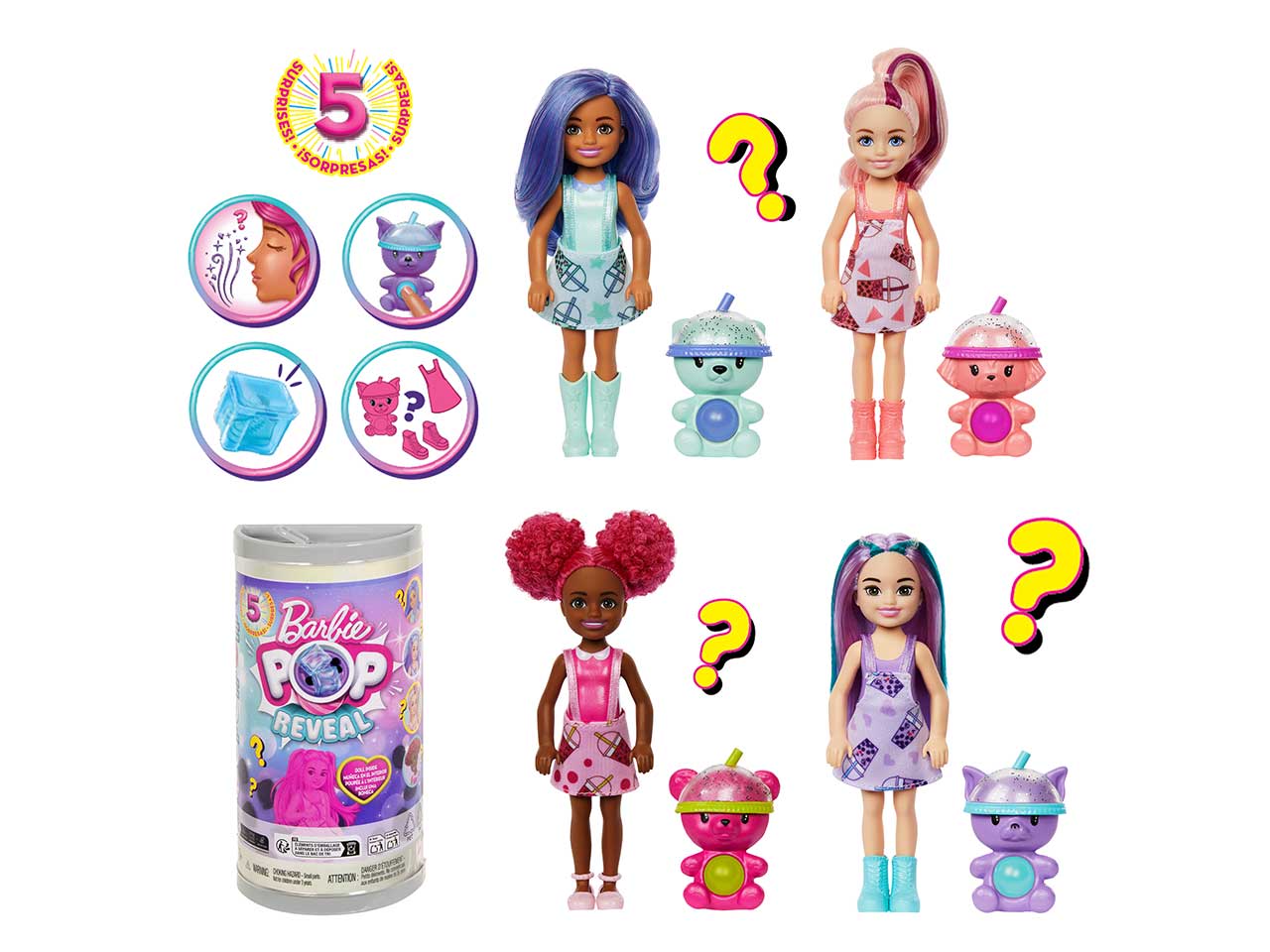 Barbie Pop reveal bubble Chelsea, bambole casuali per bambine 5 cm 3+ Mattel