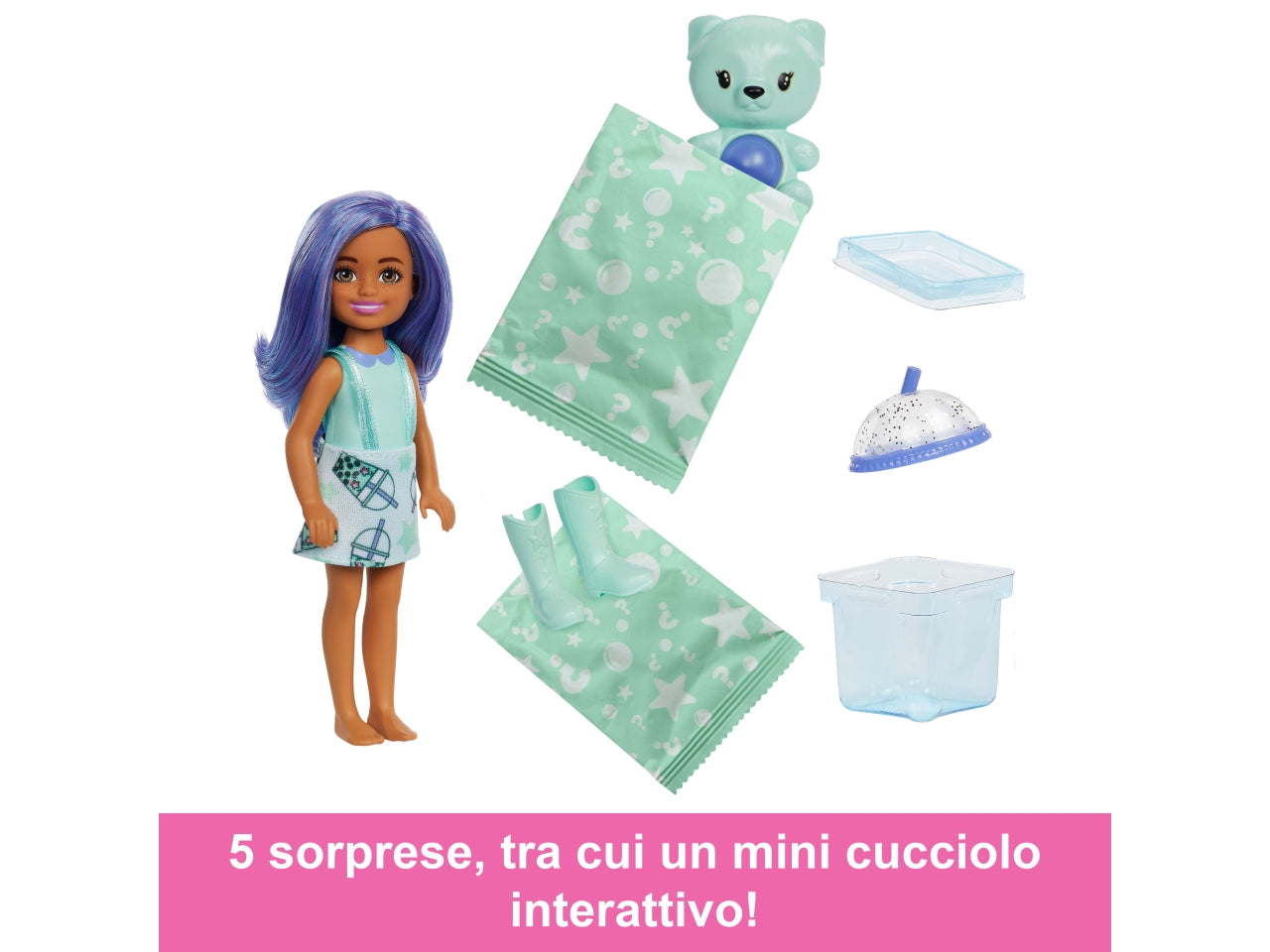 Barbie Pop reveal bubble Chelsea, bambole casuali per bambine 5 cm 3+ Mattel