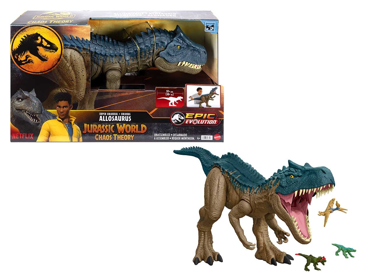 Jurassic world allosauro, gioco dinosauro per bambini 4+ Mattel