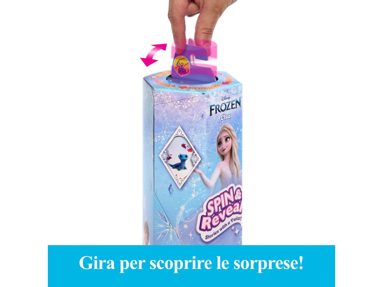 Mattel Disney Frozen - Elsa Spin & Reveal set con bambola e 11 sorprese da scoprire 5 accessori e 5 adesivi inclusi look ispirato al film Disney giocattolo per bambini 3+ anni HTG25