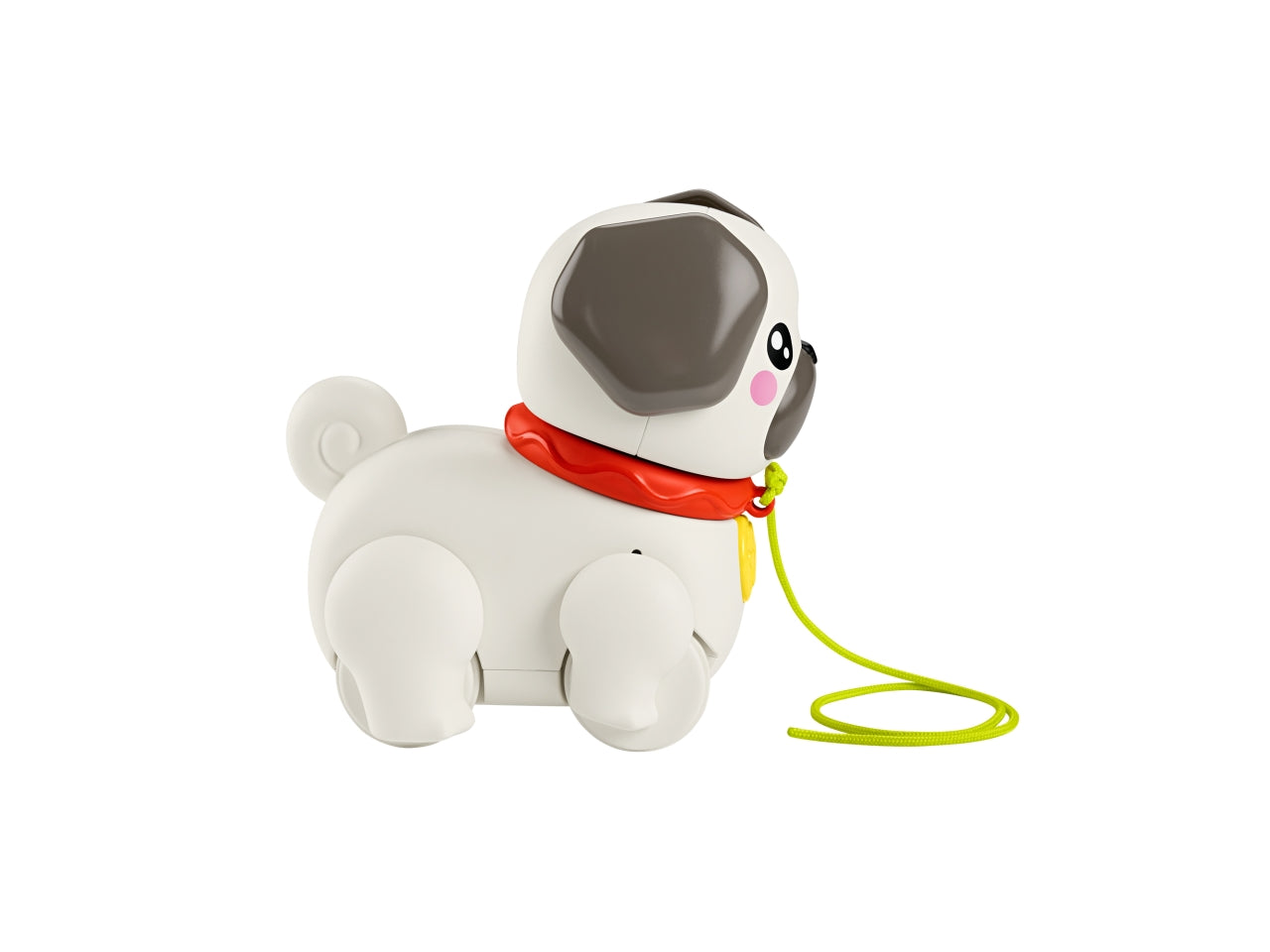 Fisher-Price Pets - Carlino Cammina con Me cucciolo trainabile con guinzaglio e suoni incoraggia a camminare e abbaia con il movimento giocatolo per bambini 12+ mesi HTW94