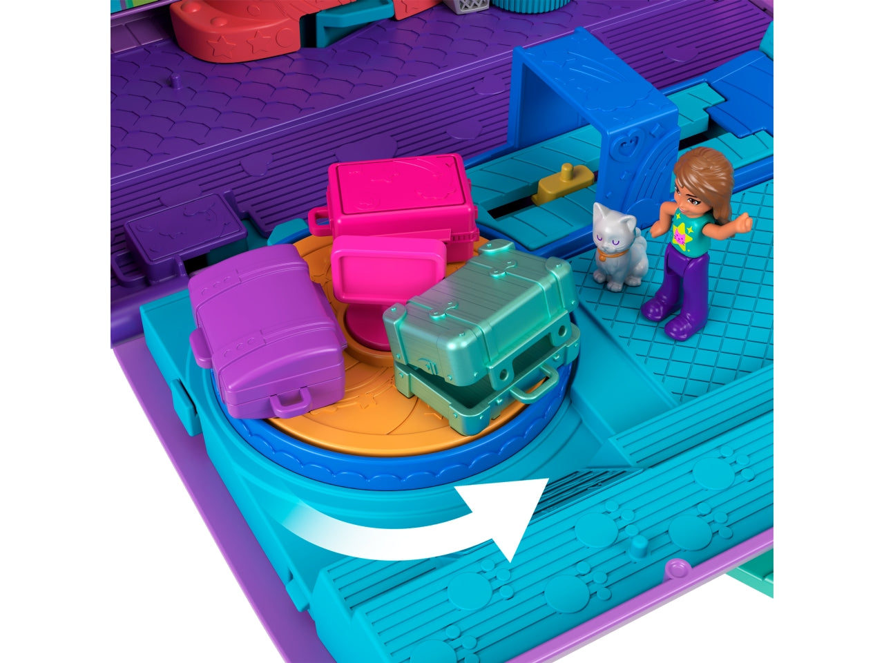 Polly pocket avventura a Rio, giocattolo aereo a forma di gattino per bimbe 4+ Mattel