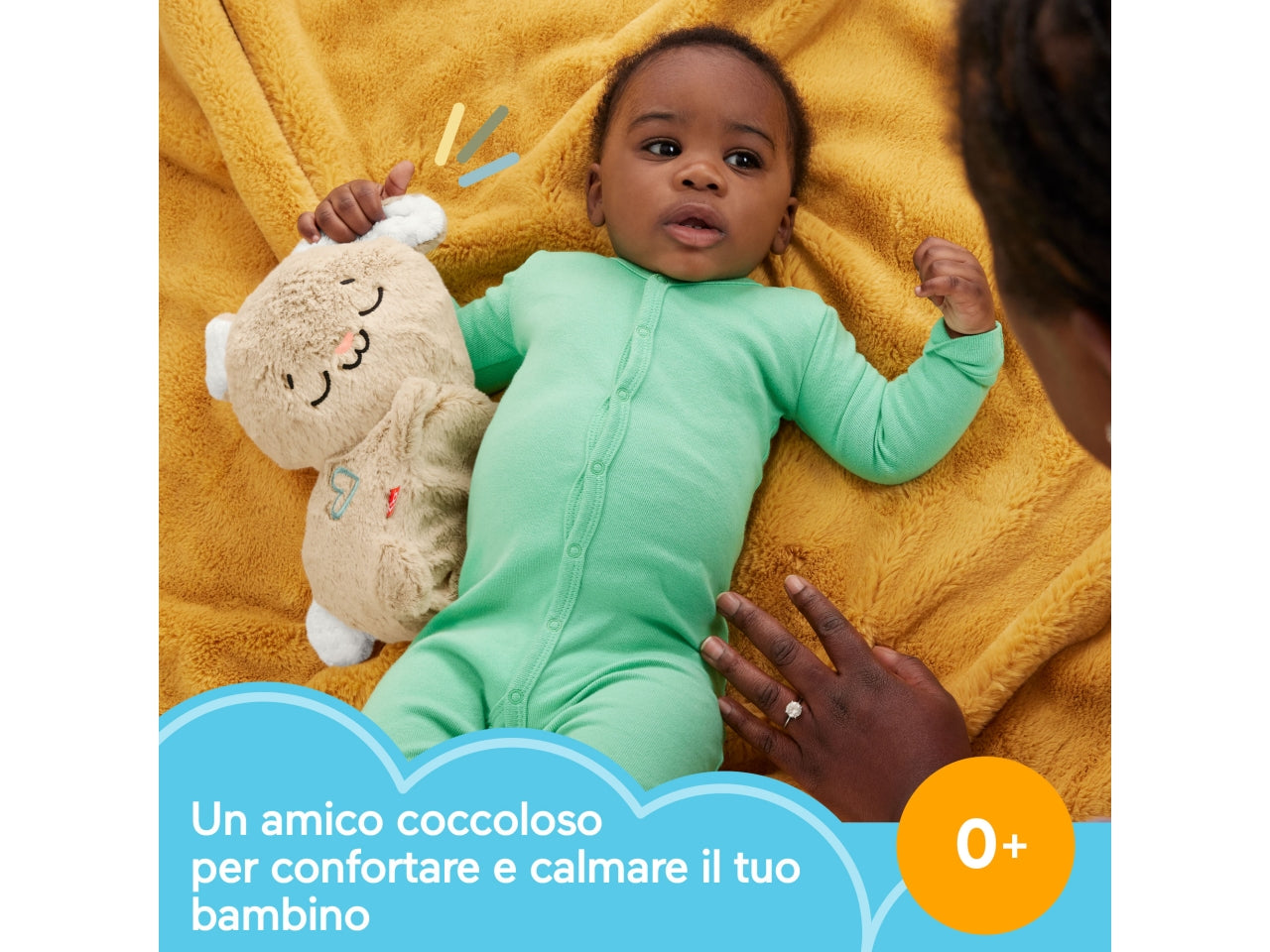 Fisher-Price - Coniglietto Coccole & Relax morbido peluche sensoriale con luci musica e movimento suoni calmanti e confortanti per il neonato giocattolo per bambini 0+ anni HXG97