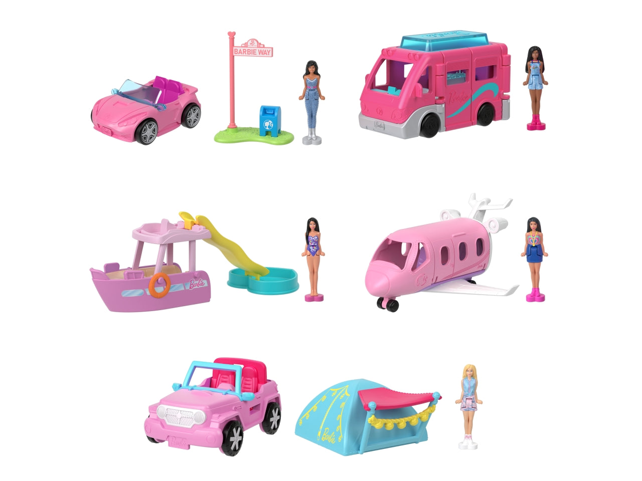 Barbie Mini barbieland, Veicoli giocattolo assortiti con dolls per bambine 4+ Mattel