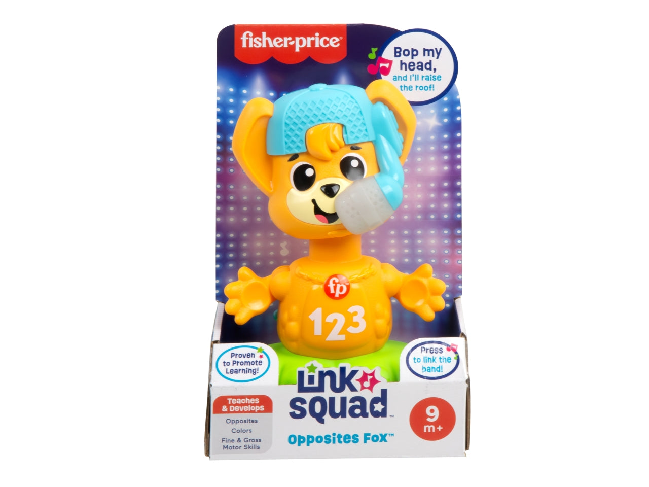 Fisher- Price Animal Band - Rino il Volpino Impariamo gli Opposti volpe interattiva per l'apprendimento con movimento luci multicolore canzoni e suoni giocattolo per bambini 9+ mesi HYL02