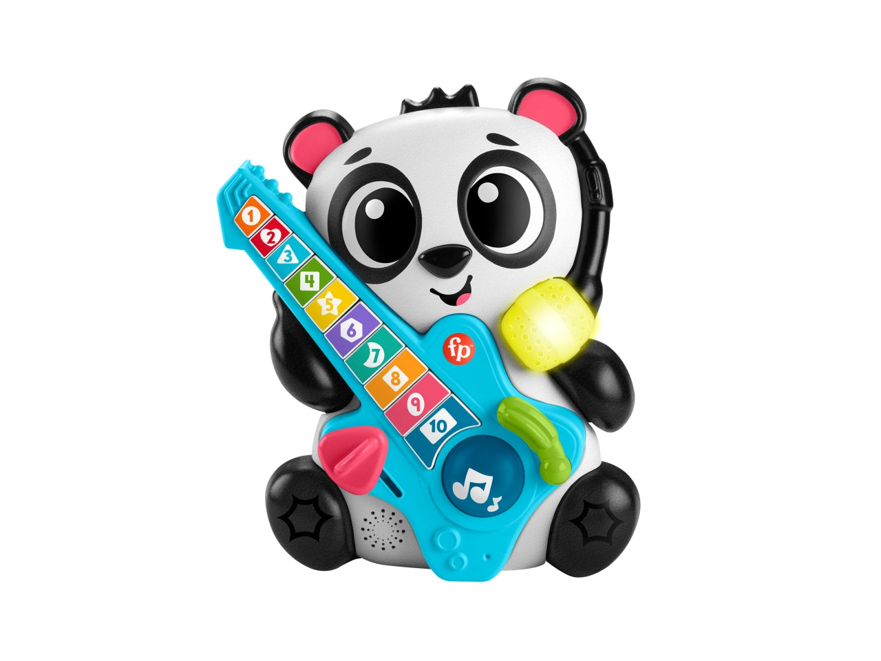 Fisher- Price Animal Band - Gina la Pandina Impariamo a Contare panda interattivo per l'apprendimento con 10 tasti e 70 canzoni luci suoni e microfono giocattolo per bambini 9+ mesi HYL03