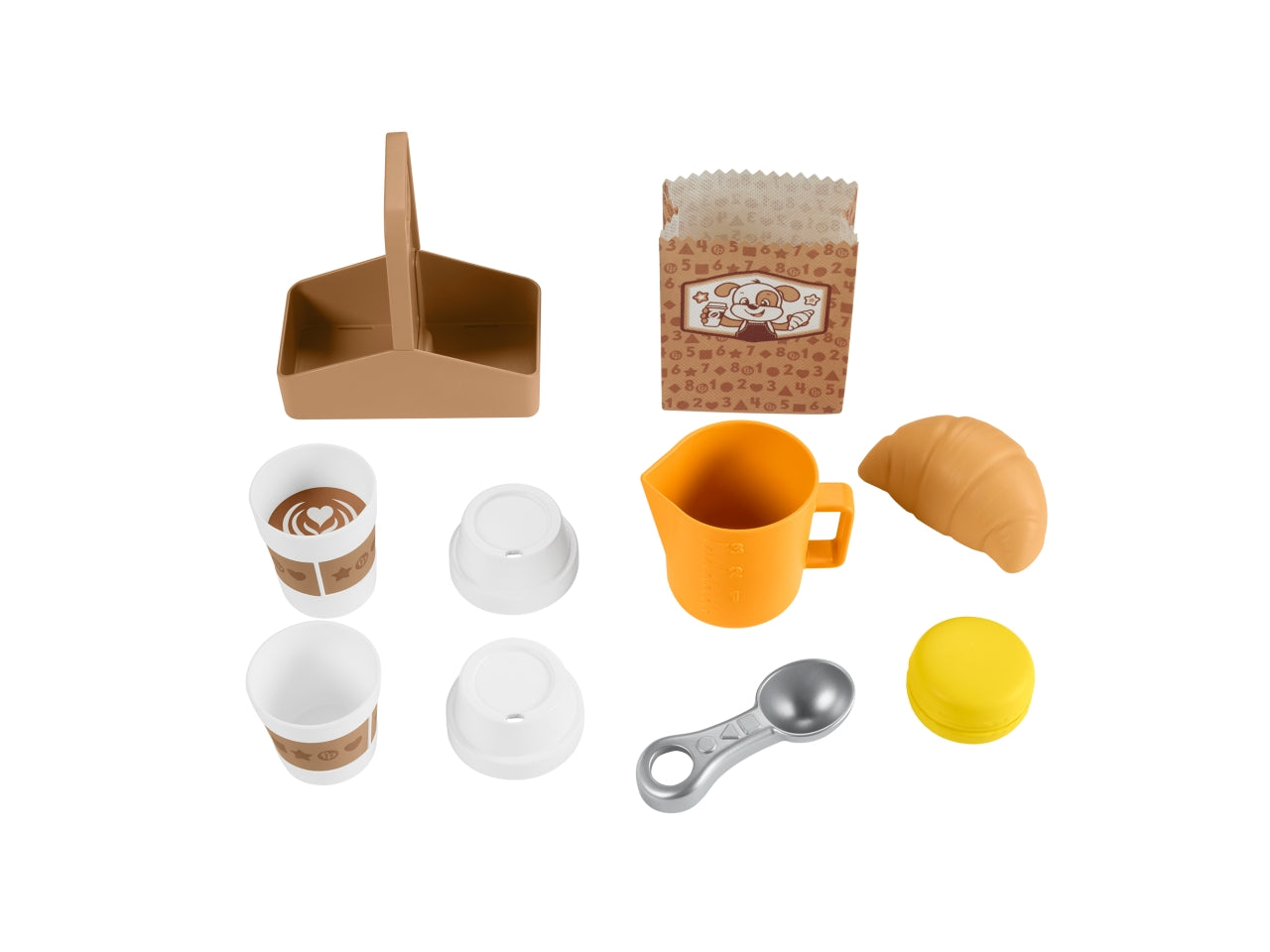 Fisher-Price - La Mia Prima Macchinetta del Caffè set Smart Stages per l'apprendimento con pulsanti musica e suoni 2 tazze e 8 accessori inclusi giocattolo per bambini 18+ mesi HYT02