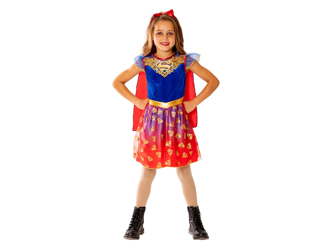 Rubies costume supergirl deluxe taglia s 3 - 4 anni da bambina - abito con mantello e maschera